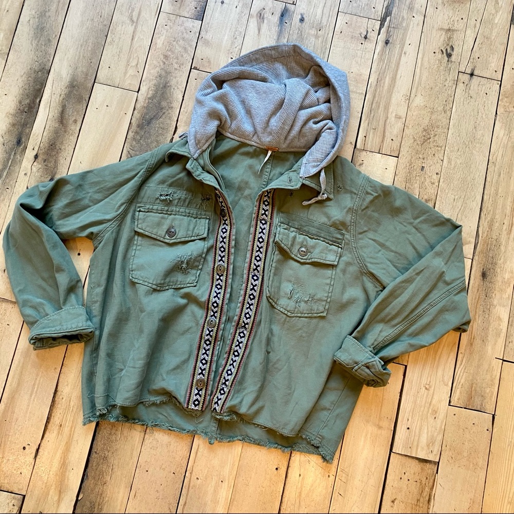 Free People Weekend Warrior Military Jacket Hood - Picture 5 of 14